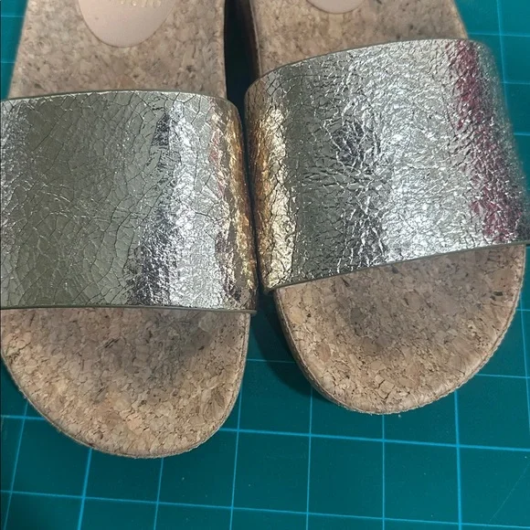 Vince Camuto Metallic Gold Slide Sandals - Picture 3 of 4